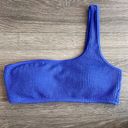 Aerie NEW  Crinkle Scoop One Shoulder Bikini Top Cobalt Blue Size Small Photo 0