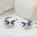 The Moon  Blue Winged Dragonfly &  Stud Earrings Photo 2