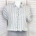 Thread and Supply  Striped Button Front Crop Shirt White Gray XL Photo 0