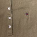 Tommy Hilfiger Olive Green Women’s Short Sleeve Polo Shirt Size Medium *flaw* Photo 8