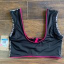 Nike Bikini Top Swimsuit Zipper Crop Party Dots Black White Hot Pink M $56 NEW Photo 6