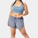 Halara NWT  Drawstring Contrast Mesh 2-in-1 Plus Size Shorts Faded Denim Photo 3