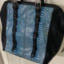 Aimee Kestenberg  Handbag Women Black/Blue Snake Skin Leather Purse Shoulder Bag Photo 9