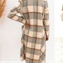 NWT Plaid Long Length Pea Coat Jacket Flannel Preppy Classic Retro Gray Cream XS Photo 4