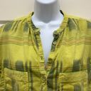 Pilcro  Green Plaid Short Sleeve 3/4 Button Down Top Photo 3