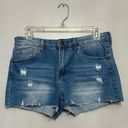 Abound  Womens Cut-Off Shorts Blue Stretch Zip High Rise Denim Distressed 30 New Photo 0