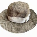 Goorin bros  Low Straw Porkpie Hat Floppy Round Top Woven Striped Button Detail S Photo 0