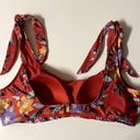 Modcloth  Red Floral Tie Strap Swim Suit Top Photo 6