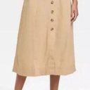 Universal Threads  wheatfield tan button front A-Line linen blend midi skirt Photo 0