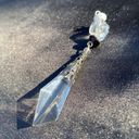 Vintage Acrylic Crystal Cut Pendant Silver Photo 2