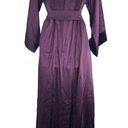 Josie Natori Womens XS 100% Silk Long Robe Burgundy Rich Wine Self Tie Waist Red Photo 1