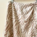 Mahina Brown Zebra Print Slit Drawstring Skirt Photo 2