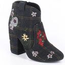 Indigo rd. Flannel Plaid Floral Embroidered Ankle Booties Gray Multicolor 9 Photo 0