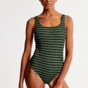 Abercrombie & Fitch  90s Scoopneck Cheeky One-Piece Swimsuit Green Striped L Photo 0