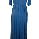 Zenana Outfitters  Empire Waist Quarter Sleeve Maxi Dress in Blue Size Large Photo 2