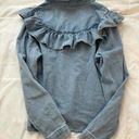 Boutique Lumiere Denim Ruffled Long Sleeve Button Up Photo 4