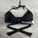 Aerie NWT  Scoop Bikini Top Black Wrap Around Waist Tie Front Halter Medium Photo 0