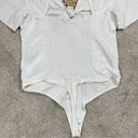 Abercrombie & Fitch  V-Neck Bodysuit Tie Front Smocked Linen Blend White Size XL Photo 9