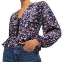 Topshop NEW  Velour Floral Purple Blouse Hook Eye Front Corset Top - 6 Photo 1