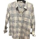 Krass&co GH Bass &  Womens Grey & Cream Plaid Shirt Long Button Rear Hem NEW Size Large Photo 0