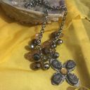 NWT New Bohemian Flower Beaded Necklace Silver & Gold Chunky Chain 20” Photo 2