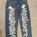 American Eagle  Outfitters Blue Crossover Ripped Highest Waist Jeans Photo 0