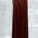 The Moon NWT Dessy VELVET MAXI DRESS WITH SHIRRED BODICE AND FRONT SLIT IN AUBURN Photo 4