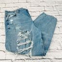 American Eagle  Destroyed Relaxed Mom Jeans Size 16R High Rise Stretch Photo 0