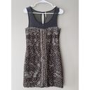 Free People  Women's Gray Floral Mesh Ruffle Shimmy Bodycon Mini Dress Size S Photo 1