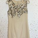 English Rose Cream Beaded Formal Shift Mini Dress Photo 0