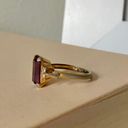 Vintage “Desiderata” Avon Amethyst Emerald Cut Gold Cocktail Ring Classic Purple Photo 6