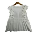 JODIFL  Sz S NWOT White Baby Doll Top Blouse Embroidered Flutter Sleeves Boho Photo 1