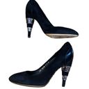 Salvatore Ferragamo Like Pumps Black Suede Snake Embossed Heel Photo 7