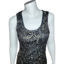 Sans Souci  Womens Small Black Gold Floral Overlay Sleeveless Midi Cocktail Dress Photo 56