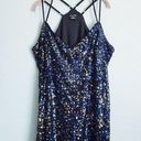 City Chic  Blue and Gold Sequin Strappy Mini Dress Photo 0