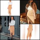 Free People  Skyline Midi Ribbed Front Slit Pull On Beige Trendy Skirt Size XS Photo 1