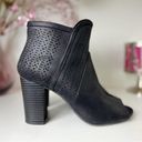 American Eagle  Black Faux Leather Peep-toe Block Heel Booties Photo 3