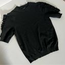 Who What Wear ruffle sleeve crew neck knit sweater black xs Photo 2