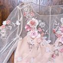 Notte Marchesa  • 3/4-Sleeve Beaded Tulle Gown peach blush pink floral embroidery Photo 5