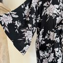 Spiritual Gangster  Black and White Floral Print Tie Front Kimono Womens One Size Photo 3