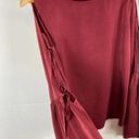 Ro & De  lace up bell sleeve satin maroon top size small Photo 3