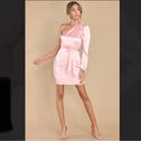 Red Dress Boutique One Shoulder Baby Pink Satin Semi Formal Mini Dress - Wedding Guest - Da… Photo 5