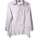 Zac and Rachel  Striped Collared Button Up Roll Tab Sleeves Top in Pink/White Photo 8