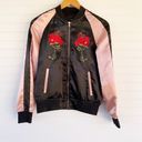 Forever 21  pink and black floral bomber jacket Size S Photo 0