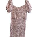 Sweet Rain  Pink Floral Smocked Puff Sleeve Dress Size XL Photo 0