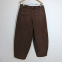 Poetry  Brown Cotton Cropped Trousers Wide Leg Curved Tapered Size 12 US Preowned Photo 1