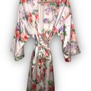 Thalia Sodi Ivory Pink Floral Satin Robe Tie Front L/XL Photo 9