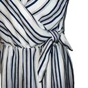 Everly  Blue  White Striped Tie Side Faux  Wrap Romper NWOT Size M Photo 2