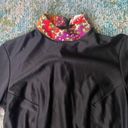 Vintage 60/70s Kayser long sleeve nylon bodysuit with floral collar, size small Black Photo 0