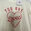 Isabel Maternity NWT  Short Sleeve "You are Loved" Graphic Tee Cream & Red large Photo 3